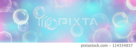 Blue and pink realistic soap bubble, dream light Blue and pink realistic soap bubble, dream light 114334837