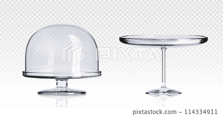 Glass cake stand plate and dome cover. Glass cake stand plate and dome cover. 114334911