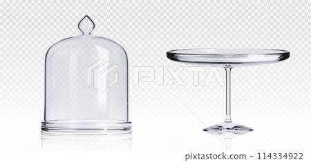 Glass cake stand plate and dome cover. 114334922
