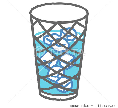Color illustration of a glass of ice water Color illustration of a glass of ice water 114334988