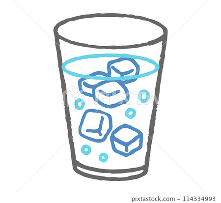 Color illustration of a glass of ice water 114334993