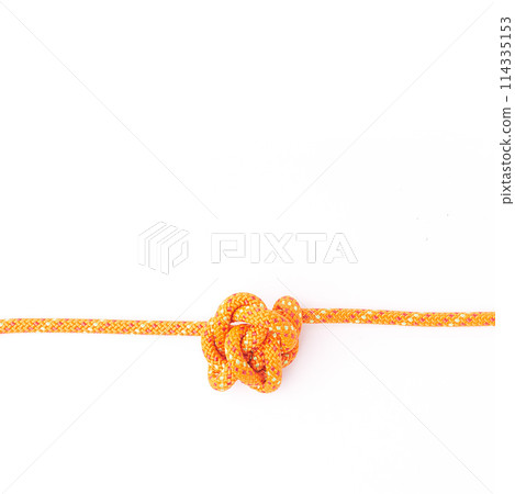 Rope, abstract and loop together in white studio background for teamwork, communication or planning. Cables, connection and knot for tight knit community, business support and creative solidarity Rope, abstract and loop together in white studio background for teamwork, communication or planning. Cables, connection and knot for tight knit community, business support and creative solidarity 114335153