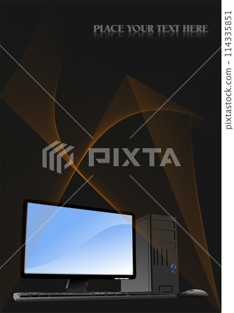 Vector 3d color  illustration of desktop PC or server station. 114335851