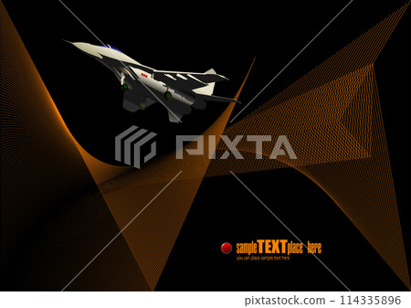 Abstract wave background with air force plane image. Color Vector illustration Abstract wave background with air force plane image. Color Vector illustration 114335896