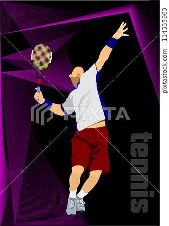 Man Tennis player. Colored Vector 3d illustration for designers Man Tennis player. Colored Vector 3d illustration for designers 114335963