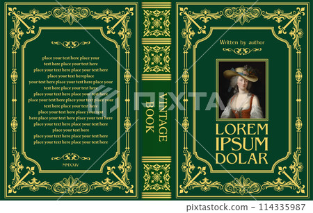 Cover book for medieval novel. Old retro ornament frames. Royal Golden style design. Vintage Border to be printed on the covers of books. Vector illustration Cover book for medieval novel. Old retro ornament frames. Royal Golden style design. Vintage Border to be printed on the covers of books. Vector illustration 114335987