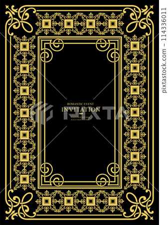 Gold ornament on dark background. Can be used as invitation card. Book cover. Vector illustration Gold ornament on dark background. Can be used as invitation card. Book cover. Vector illustration 114336011