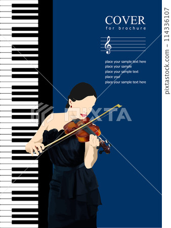 Cover for brochure with Violinist image. 3dcolor  vector illustration 114336107