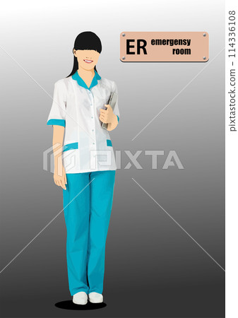 Medical nurse (doctor) image. Color Vector 3d illustration 114336108