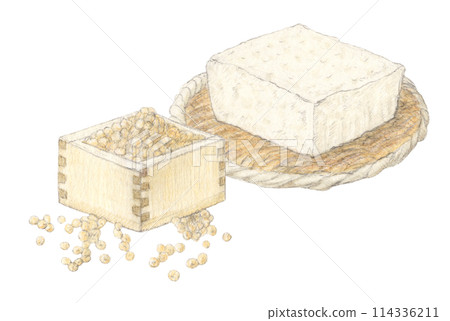 豆腐和大豆水彩彩色鉛筆模擬圖 豆腐和大豆水彩彩色鉛筆模擬圖 114336211