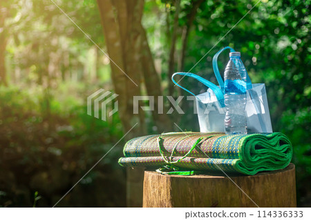 Sustainable tourism, And Ecosystem and preserve nature concept, Travel nature conservation, Baggage of tourists who go to relax in nature 114336333