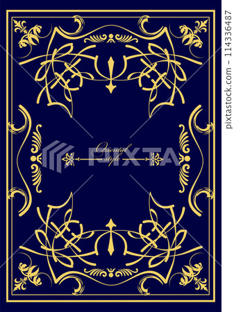Gold ornament on dark background. Can be used as invitation card. Book cover. Vector illustration Gold ornament on dark background. Can be used as invitation card. Book cover. Vector illustration 114336487