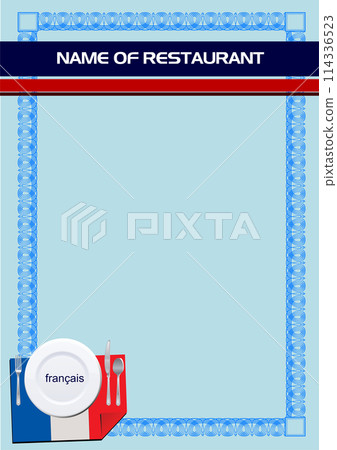French restaurant (cafe) menu. Colored illustration 114336523