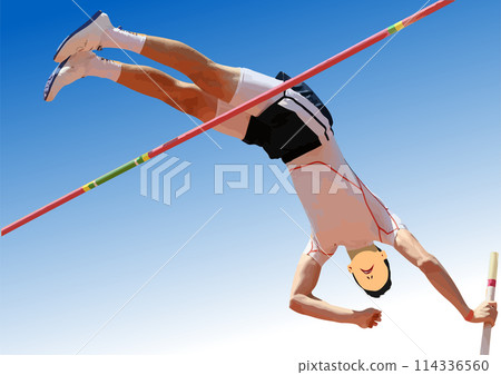 Pole vaulter. 3d color vector drawing. Pole vaulter. 3d color vector drawing. 114336560