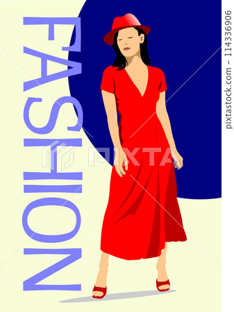 Silhouette of fashion woman. Vector 3d illustration 114336906