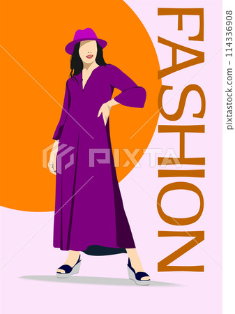 Silhouette of fashion woman. Vector 3d illustration 114336908