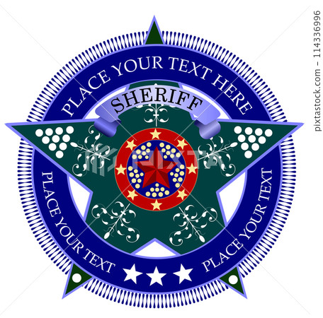 Sheriff's tag on a white background. Color  vector illustration 114336996