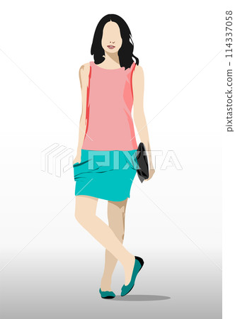 Young cute woman.3d color vector illustration Young cute woman.3d color vector illustration 114337058