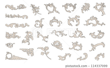 Vintage baroque style ornament parts. 114337099