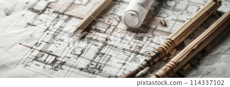 A close up of sharp scissors delicately cutting a piece of paper, creating clean lines and precise edges. Generative AI A close up of sharp scissors delicately cutting a piece of paper, creating clean lines and precise edges. Generative AI 114337102