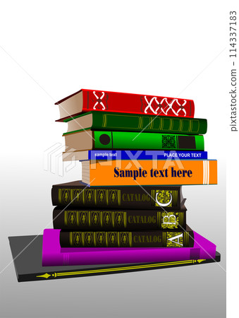 Stack at books. Vector  Color 3d Illustration 114337183