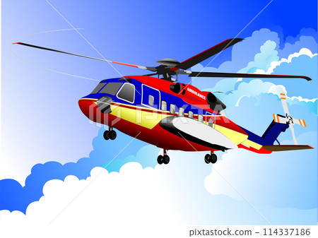 Ambulance red-blue helicopter. Vector 3d illustration Ambulance red-blue helicopter. Vector 3d illustration 114337186
