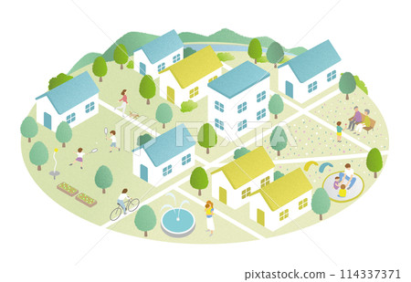 綠色城市景觀圖與人 綠色城市景觀圖與人 114337371