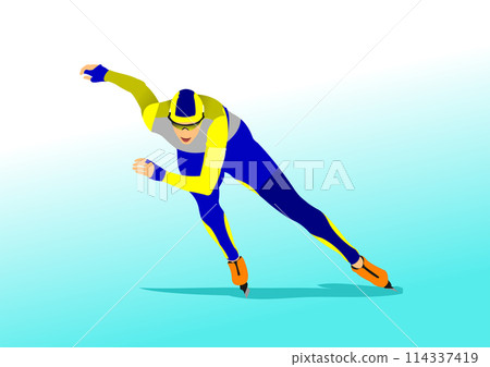Speed skating runner. Vector 3d illustration Speed skating runner. Vector 3d illustration 114337419