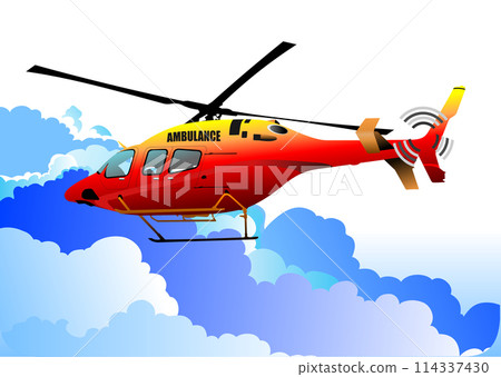 Ambulance Helicopter. Vector 3d illustration 114337430