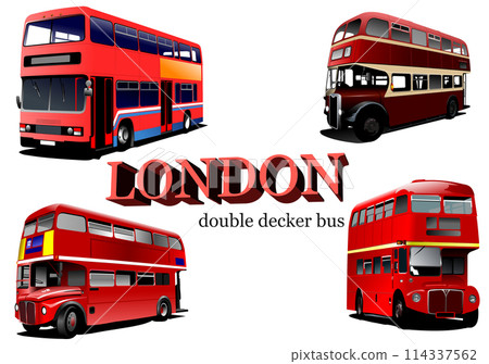 London double Decker red bus. Vector 3d illustration London double Decker red bus. Vector 3d illustration 114337562
