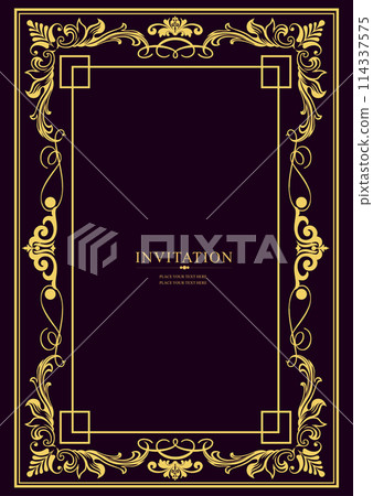 Gold ornament on dark background. Can be used as invitation card. Book cover. Vector illustration Gold ornament on dark background. Can be used as invitation card. Book cover. Vector illustration 114337575