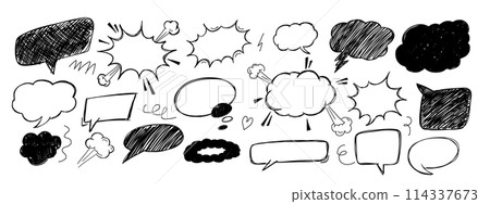 Set of scribble comic speech bubbles. Pen paint element. Set of scribble comic speech bubbles. Pen paint element. 114337673