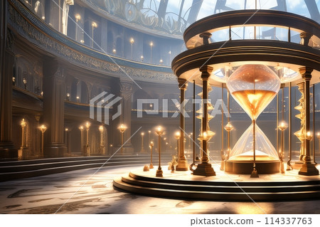 hourglass now more prominent with its shadow marks fleeting moments 114337763