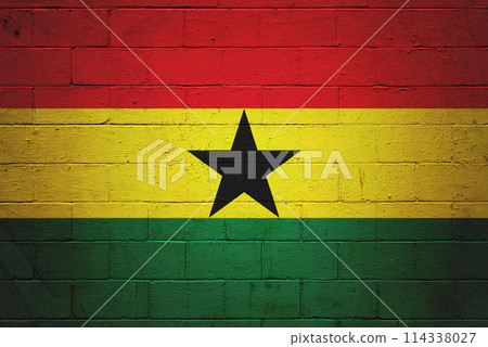 Flag of Ghana painted on a wall Flag of Ghana painted on a wall 114338027