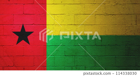 Flag of Guinea-Bissau painted on a wall Flag of Guinea-Bissau painted on a wall 114338030