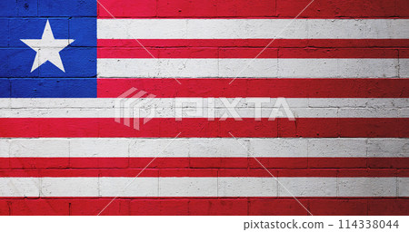 Flag of Liberia painted on a wall Flag of Liberia painted on a wall 114338044