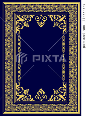 Gold ornament on dark background. Can be used as invitation card. Book cover. Vector illustration Gold ornament on dark background. Can be used as invitation card. Book cover. Vector illustration 114338375