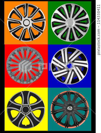Decorative car wheel covers. Plate. Vector illustration Decorative car wheel covers. Plate. Vector illustration 114338411