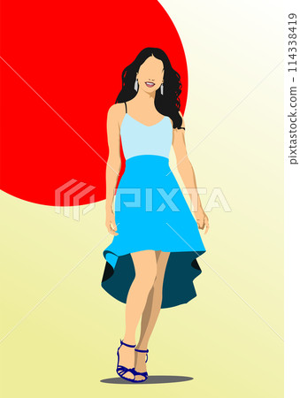 Young fashion women. Girls. 3d vector illustration Young fashion women. Girls. 3d vector illustration 114338419