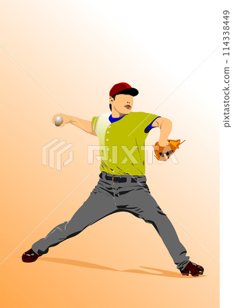 Baseball player. Vector 3d illustration for designers Baseball player. Vector 3d illustration for designers 114338449