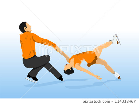 Figure skating colored silhouettes. Vector 3d illustration 114338467