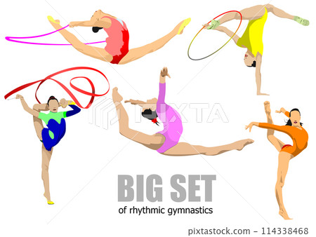 Rhythmic girl gymnastics. 3d vector illustration Rhythmic girl gymnastics. 3d vector illustration 114338468