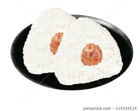 Onigiri (pickled plum) with plate 114338514