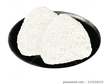 Salted rice balls (2 pieces) with plate 114338515