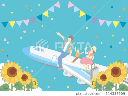 Travel Summer Frame People Family Sunflower Background Copy Space Illustration Material Travel Summer Frame People Family Sunflower Background Copy Space Illustration Material 114338609