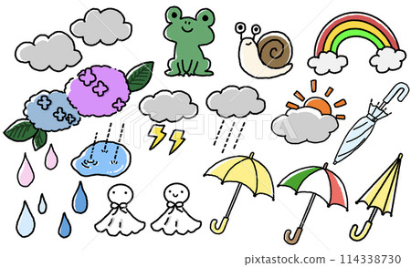 可愛的雨季手繪插畫集 可愛的雨季手繪插畫集 114338730