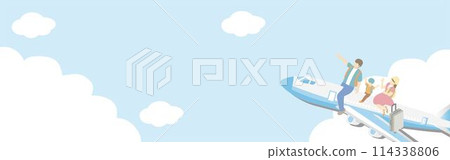 橫幅旅行夏季框架人家庭背景複製空間插圖材料 114338806