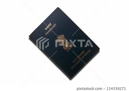 Indian passport isolated on a white background Indian passport isolated on a white background 114339271