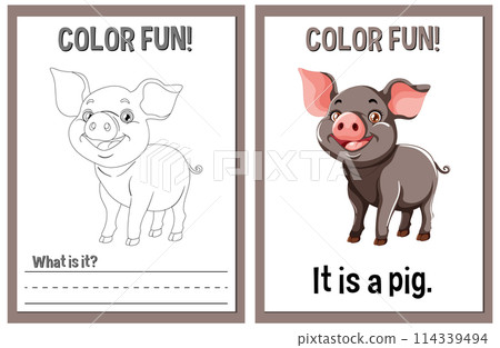 Color Fun: Educational Pig Illustration 114339494
