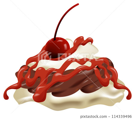Delicious Cherry Topped Chocolate Sundae 114339496